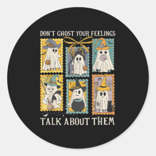 Retro Halloween geestelijke gezondheid laat je gev Ronde Sticker