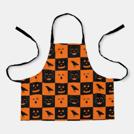 Retro Halloween Gezichten schort