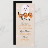 Retro Halloween Ghost Birthday Party Menu (Voorkant / Achterkant)