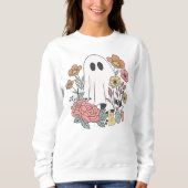 Retro  Halloween Ghost Boo en Flowers Trui (Voorkant)