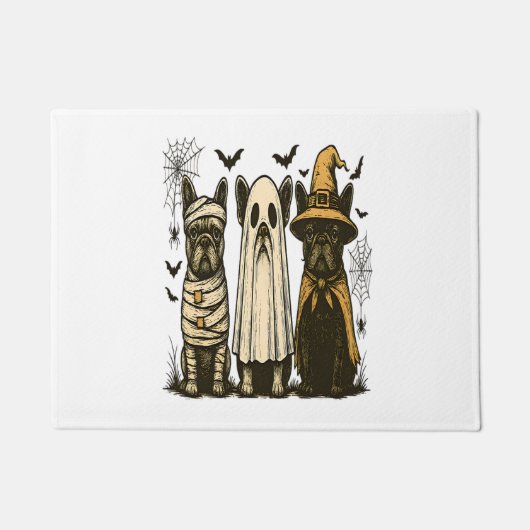 Retro Halloween Ghost Franse Bulldog Gothic PNG Deurmat (Voorkant)