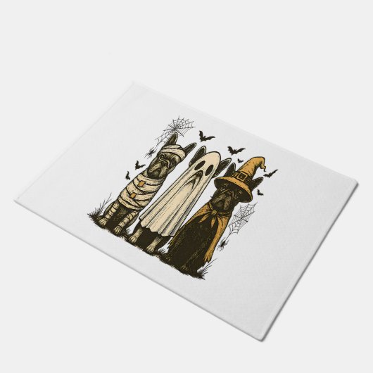 Retro Halloween Ghost Franse Bulldog Gothic PNG Deurmat (Schuin)