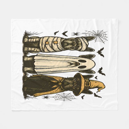 Retro Halloween Ghost Franse Bulldog Gothic PNG Fleece Deken (Voorkant (Horizontaal))