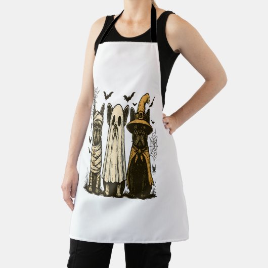 Retro Halloween Ghost Franse Bulldog Gothic PNG Schort (Insitu)