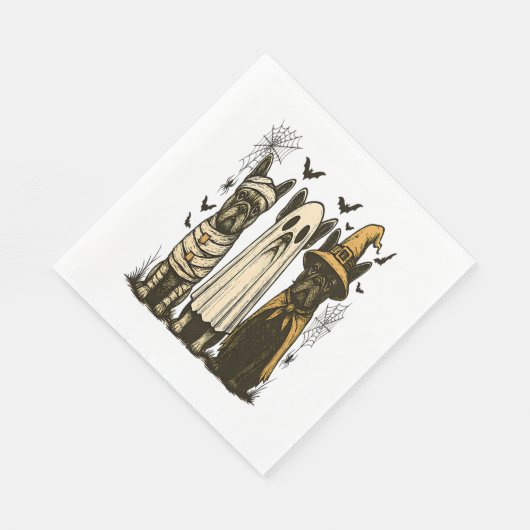 Retro Halloween Ghost Franse Bulldog Gothic PNG Servet (Hoek)