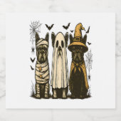 Retro Halloween Ghost Franse Bulldog Gothic PNG Sparkling Wijnetiket (Enkel label)