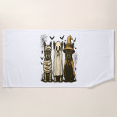 Retro Halloween Ghost Franse Bulldog Gothic PNG Strandlaken (Voorkant)