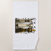 Retro Halloween Ghost Franse Bulldog Gothic PNG Strandlaken (Voorkant)