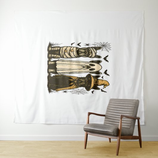 Retro Halloween Ghost Franse Bulldog Gothic PNG Wandkleed (In Situ (horizontaal))