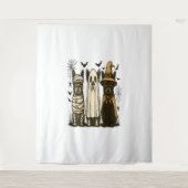 Retro Halloween Ghost Franse Bulldog Gothic PNG Wandkleed (Voorkant)