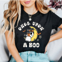Retro Halloween Ghost lezen "Eenmaal op een boek" T-shirt