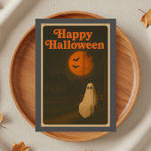 Retro Halloween Ghost Moon Kaart