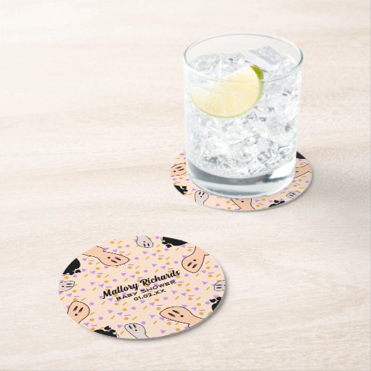 Retro Halloween Ghost Ons kleine Boo-Baby shower Ronde Kartonnen Onderzetter (Insitu)