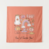 Retro Halloween Ghost Pompoen Spin Web Witch Pet Wandkleed (Voorkant)