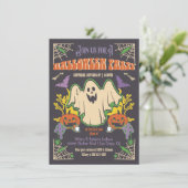 Retro Halloween Ghost Poster stijl party Kaart (Staand voorkant)