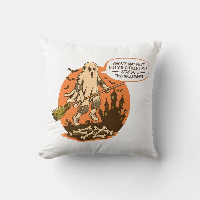 Retro Halloween Ghost Safety - Blijf veilig Kussen (Voorkant)