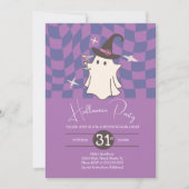 Retro Halloween Ghost Volwassen Wijn Verjaardagsfe Kaart (Voorkant)