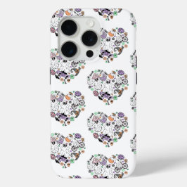 Retro Halloween Ghosts en Pumpkin Hart vorm iPhone 15 Pro Case