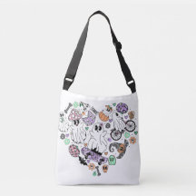 Retro Halloween Ghosts en Pumpkin Hart vorm