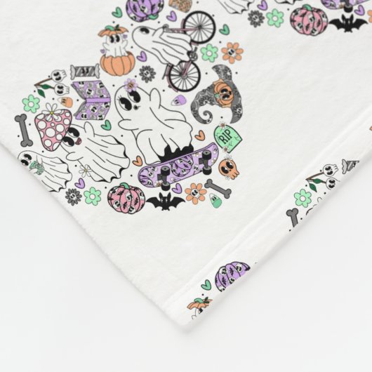 Retro Halloween Ghosts en Pumpkin Hart vorm Fleece Deken (Hoek)