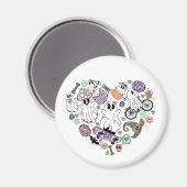 Retro Halloween Ghosts en Pumpkin Hart vorm Magneet (Voorkant / Achterkant)