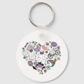 Retro Halloween Ghosts en Pumpkin Hart vorm Sleutelhanger (Achterkant)