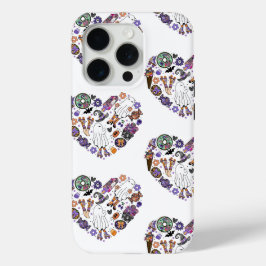Retro Halloween Ghosts met Roller Blades iPhone 15 Pro Case