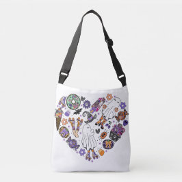 Retro Halloween Ghosts met Roller Blades Crossbody Tas