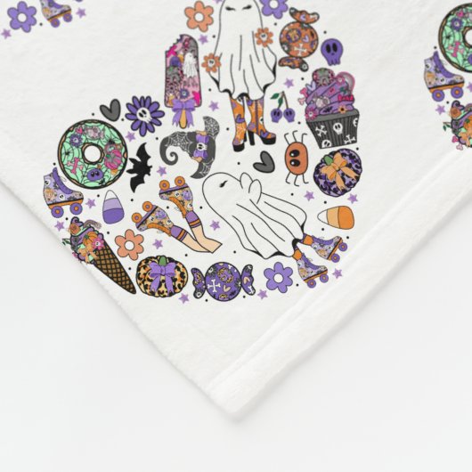 Retro Halloween Ghosts met Roller Blades Fleece Deken (Hoek)