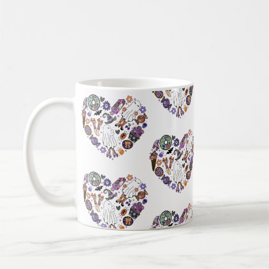 Retro Halloween Ghosts met Roller Blades Koffiemok (Links)