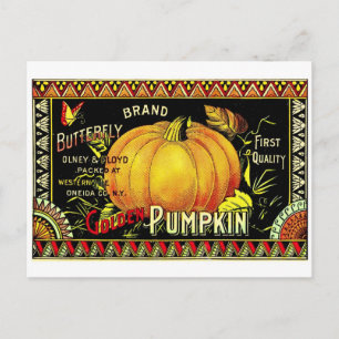 Retro  Halloween Golden Pumpkin Briefkaart