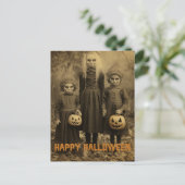 Retro Halloween griezelig kinder met gesneden pomp Briefkaart (Staand voorkant)