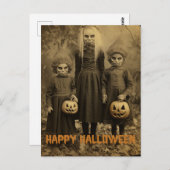 Retro Halloween griezelig kinder met gesneden pomp Briefkaart (Voorkant / Achterkant)