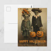 Retro Halloween griezelig kinder met gesneden pomp Briefkaart (Voorkant / Achterkant)