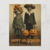 Retro Halloween griezelig kinder met gesneden pomp Briefkaart (Voorkant)