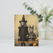 Retro Halloween griezelig kinder met gesneden pomp Briefkaart (Staand voorkant)