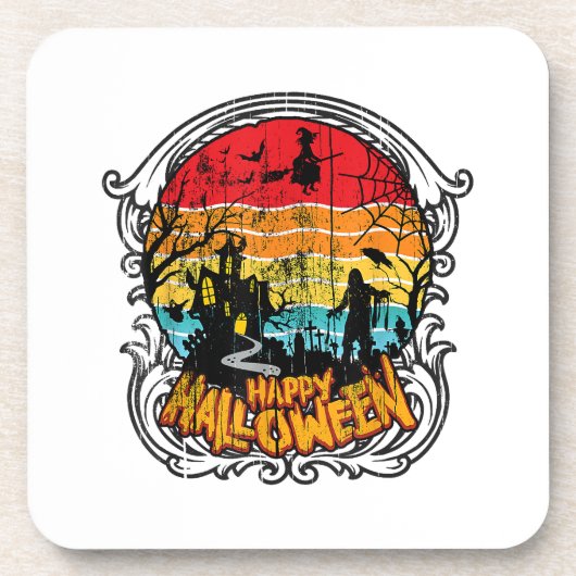 Retro  Halloween -  Halloween Bier Onderzetter (Voorkant)