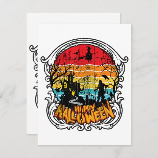 Retro  Halloween -  Halloween Informatiekaartje (Voorkant / Achterkant)