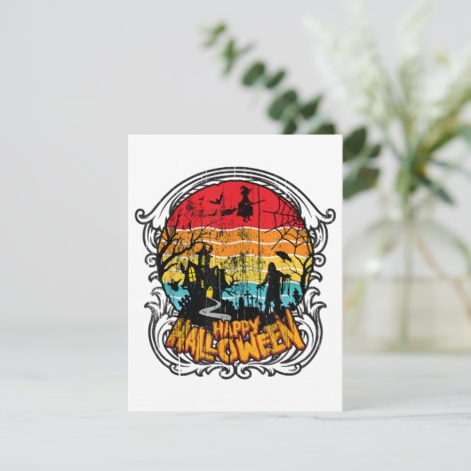 Retro  Halloween -  Halloween Informatiekaartje (Staand voorkant)