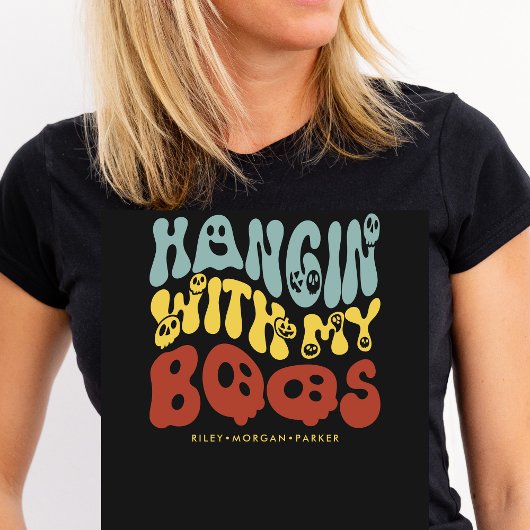 Retro Halloween Hangin met mijn Boos Custom Name T-shirt