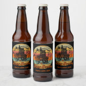 Retro Halloween Happy Haunting Haunting House Bier Etiket (Flessen)