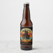 Retro Halloween Happy Haunting Haunting House Bier Etiket (Voorkant)
