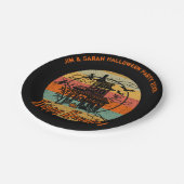 Retro Halloween Happy Haunting Haunting House Papieren Bordje (Gekanteld)