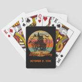 Retro Halloween Happy Haunting Haunting House Pokerkaarten (Achterkant)