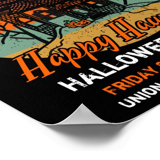 Retro Halloween Happy Haunting Haunting House Poster (Hoek)