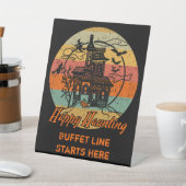Retro Halloween Happy Haunting Haunting House Reclamebord Met Voetstuk (Insitu)