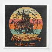 Retro Halloween Happy Haunting Haunting House Servet (Voorkant)
