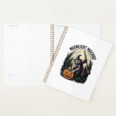Retro Halloween Heks Maneschijn Ondeugend Grafisch Planner (Display)