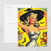 Retro Halloween Heks Pin-up Briefkaart (Voorkant / Achterkant)