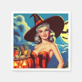 Retro halloween Heks Pin-up Servet (Voorkant)
